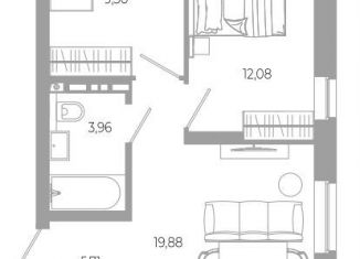 Продам 2-комнатную квартиру, 50.9 м2, Астрахань, Боевая улица, 132с2