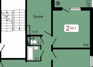 Продается двухкомнатная квартира, 54.6 м2, Красноярский край