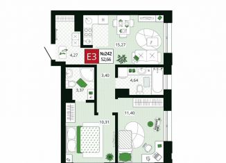 Продается двухкомнатная квартира, 52.7 м2, Тула, Привокзальный территориальный округ