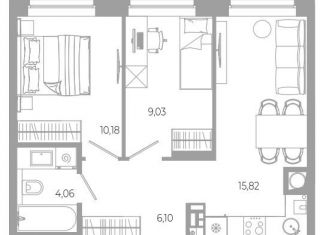 Продажа 2-ком. квартиры, 45.2 м2, Астрахань, Боевая улица, 132с2
