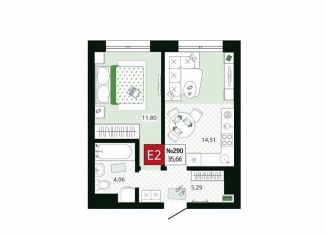 1-ком. квартира на продажу, 35.7 м2, Тула