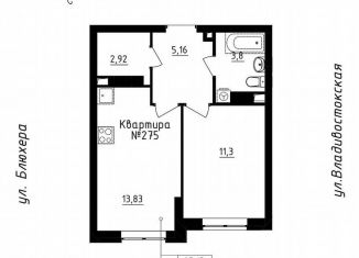 1-комнатная квартира на продажу, 37 м2, Екатеринбург, ЖК Уральский, Кронштадтская улица, 30