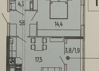 Продается 1-комнатная квартира, 45.6 м2, Калининград, улица Маршала Борзова, 107, ЖК Альпы