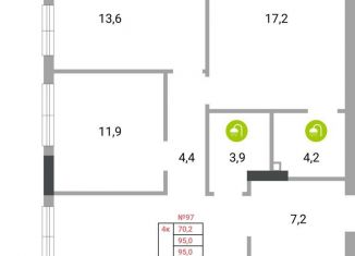 4-комнатная квартира на продажу, 95 м2, Симферополь, ЖК Альфа