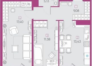 Продажа 2-комнатной квартиры, 61.8 м2, Кудрово, Европейский проспект, 22, ЖК Европейский парк