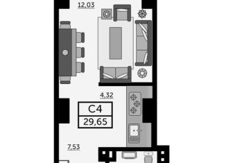 Продажа квартиры студии, 29.3 м2, Ростов-на-Дону, улица Ларина, 45с7