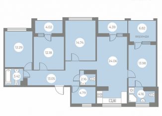 Продается 4-комнатная квартира, 104 м2, Санкт-Петербург, метро Парнас