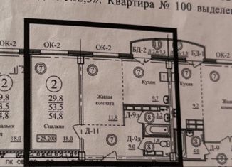 Продается двухкомнатная квартира, 54.8 м2, Волгоград, ЖК Адмиралтейский, улица Фадеева, 59А