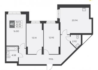 Продается 3-ком. квартира, 90.5 м2, Екатеринбург, улица Громова, 26, улица Громова