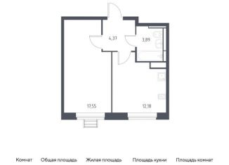 Однокомнатная квартира на продажу, 38 м2, Московская область, жилой комплекс Прибрежный Парк, 9.1