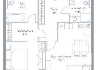 1-комнатная квартира на продажу, 74.3 м2, Москва, проспект Мира, 95, метро Алексеевская