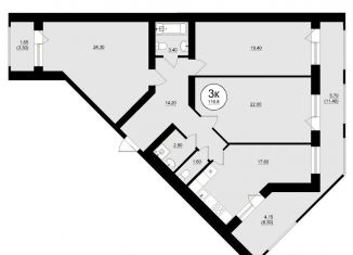 Продажа трехкомнатной квартиры, 116.8 м2, Самара