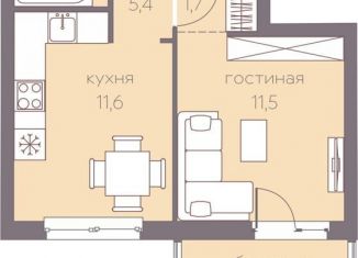 Однокомнатная квартира на продажу, 35.4 м2, Пермь, ЖК Погода, Серебристая улица, 18