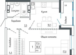 Продам 1-ком. квартиру, 41.6 м2, Уссурийск, улица Александра Францева, 42