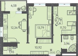 Продам 2-ком. квартиру, 56.9 м2, Краснодар