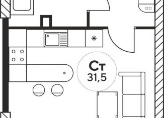 Продам квартиру студию, 31 м2, Ростов-на-Дону, Ашхабадский переулок, 2/46, ЖК Ленина, 46