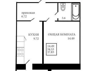 1-комнатная квартира на продажу, 36.2 м2, Тамбовская область, Лучезарная улица, 12