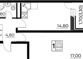 Продажа однокомнатной квартиры, 42.1 м2, Ростов-на-Дону, улица Нансена, 103/1/1, ЖК Звезда Столицы