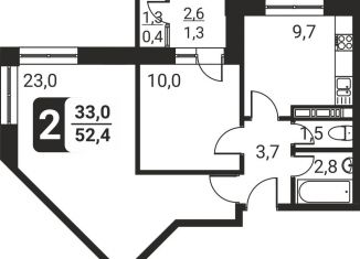 Продается 2-ком. квартира, 52.4 м2, посёлок Развилка, жилой комплекс Три Квартала, к13, ЖК Три Квартала