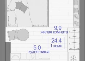 Продажа однокомнатной квартиры, 24.4 м2, Красноярский край, улица Кутузова, 1
