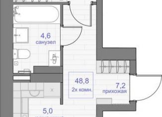 Двухкомнатная квартира на продажу, 48.8 м2, Красноярск, улица Кутузова, 1