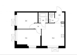 Продается 2-комнатная квартира, 46.3 м2, Москва, ЖК Кронштадтский 14