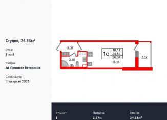 Продаю квартиру студию, 24.3 м2, Санкт-Петербург, проспект Будённого, 19, муниципальный округ Сосновая Поляна