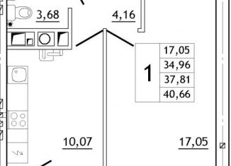 Продам 1-ком. квартиру, 40.7 м2, деревня Новосельцы, Юбилейная улица, 16