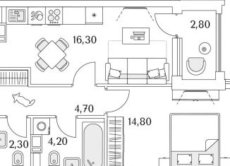 Продаю 1-комнатную квартиру, 43.7 м2, Санкт-Петербург, Приморский район