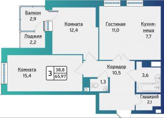 Продается трехкомнатная квартира, 66.7 м2, Ижевск, жилой комплекс Forest, 5