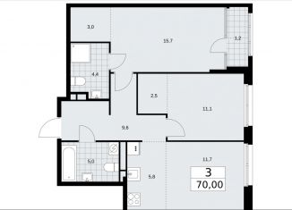 Продам 3-ком. квартиру, 70 м2, Москва, улица Зорге, 25с2, район Сокол