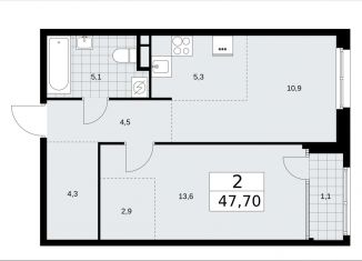 Продажа 2-комнатной квартиры, 47.7 м2, Москва, улица Зорге, 25с2, район Сокол