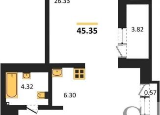 Продаю 1-комнатную квартиру, 45.4 м2, Новосибирск, метро Гагаринская