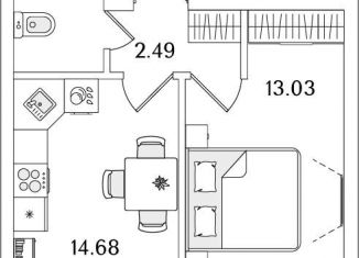 Продается однокомнатная квартира, 35.8 м2, Санкт-Петербург, метро Лесная