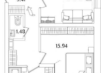 Продается 2-комнатная квартира, 56.2 м2, Санкт-Петербург, метро Лесная