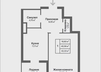 Продам однокомнатную квартиру, 42.3 м2, Калуга