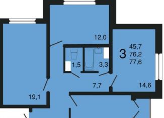 Продам 3-ком. квартиру, 77.6 м2, Воронеж, ЖК Лазурный, улица Маршала Одинцова, 25Б/7