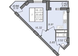 Продажа 1-ком. квартиры, 37 м2, Воронеж, Волгоградская улица, 45