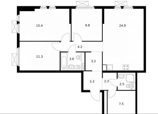 Продам 3-комнатную квартиру, 88 м2, Котельники, ЖК Кузьминский Лес