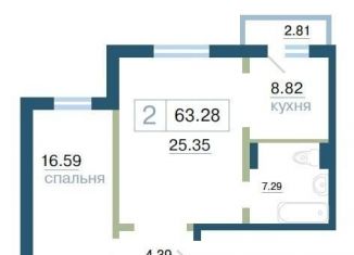 Продажа 2-комнатной квартиры, 63.3 м2, Красноярск, ЖК Плодово-Ягодный