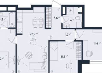 Продаю 3-ком. квартиру, 75.1 м2, Москва, ЖК Квартал Онли, Большая Филёвская улица, 4