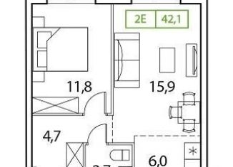 Продам 2-комнатную квартиру, 42.1 м2, деревня Рузино, жилой комплекс Новый Зеленоград, 2Б