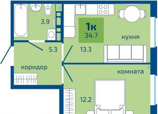 Продается однокомнатная квартира, 34.7 м2, Пермь, Мотовилихинский район