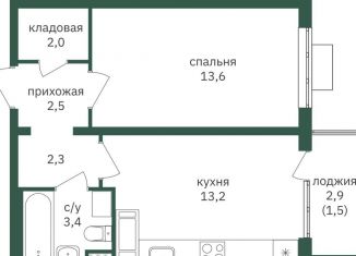 Продам 1-ком. квартиру, 38.5 м2, Москва, ЖК Зелёная Вертикаль