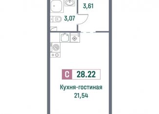 Продам квартиру студию, 28.2 м2, Мурино