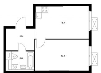 Продам 1-комнатную квартиру, 39.3 м2, Москва