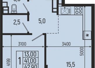 Продажа 1-ком. квартиры, 42.9 м2, Майкоп