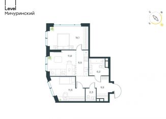 Продажа 3-комнатной квартиры, 61.9 м2, Москва, жилой комплекс Левел Мичуринский, к9