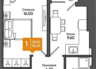 Продам 1-ком. квартиру, 35.3 м2, Азов