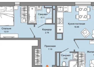 Продажа трехкомнатной квартиры, 61 м2, Ульяновск, Заволжский район, жилой комплекс Светлые кварталы, 2